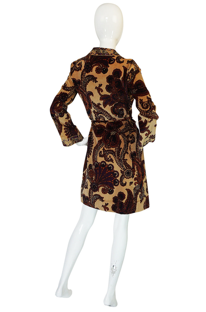 1960s Mr Mort Rich Printed Velvet Wrap Dress or Coat