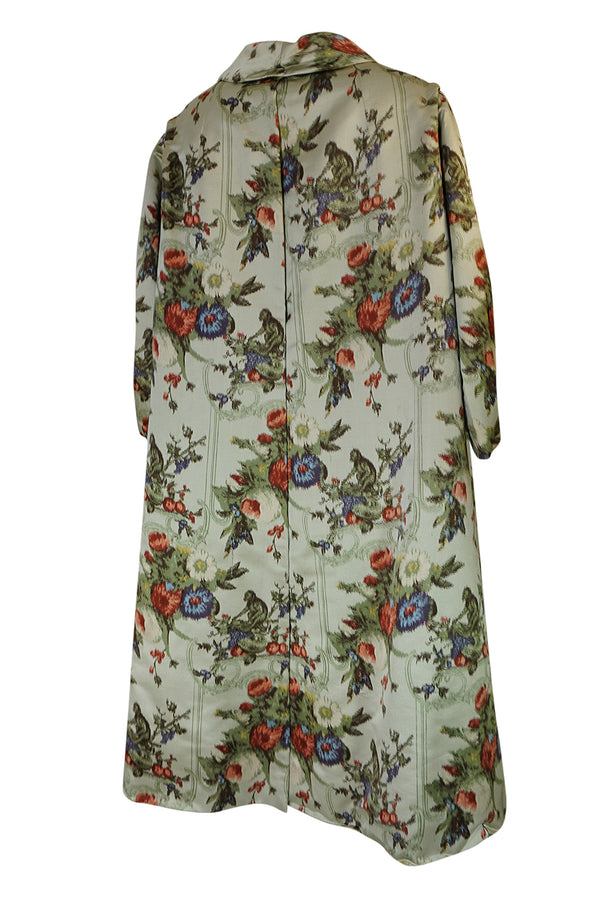 Documented 1957 Christian Dior Haute Couture Silk Monkey Print Coat