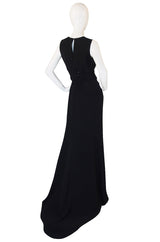 1990s Trained Oscar de la Renta Black Gown
