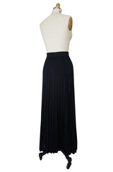 1980s Chanel Silk Crepe Pleated Full Length Maxi Skirt