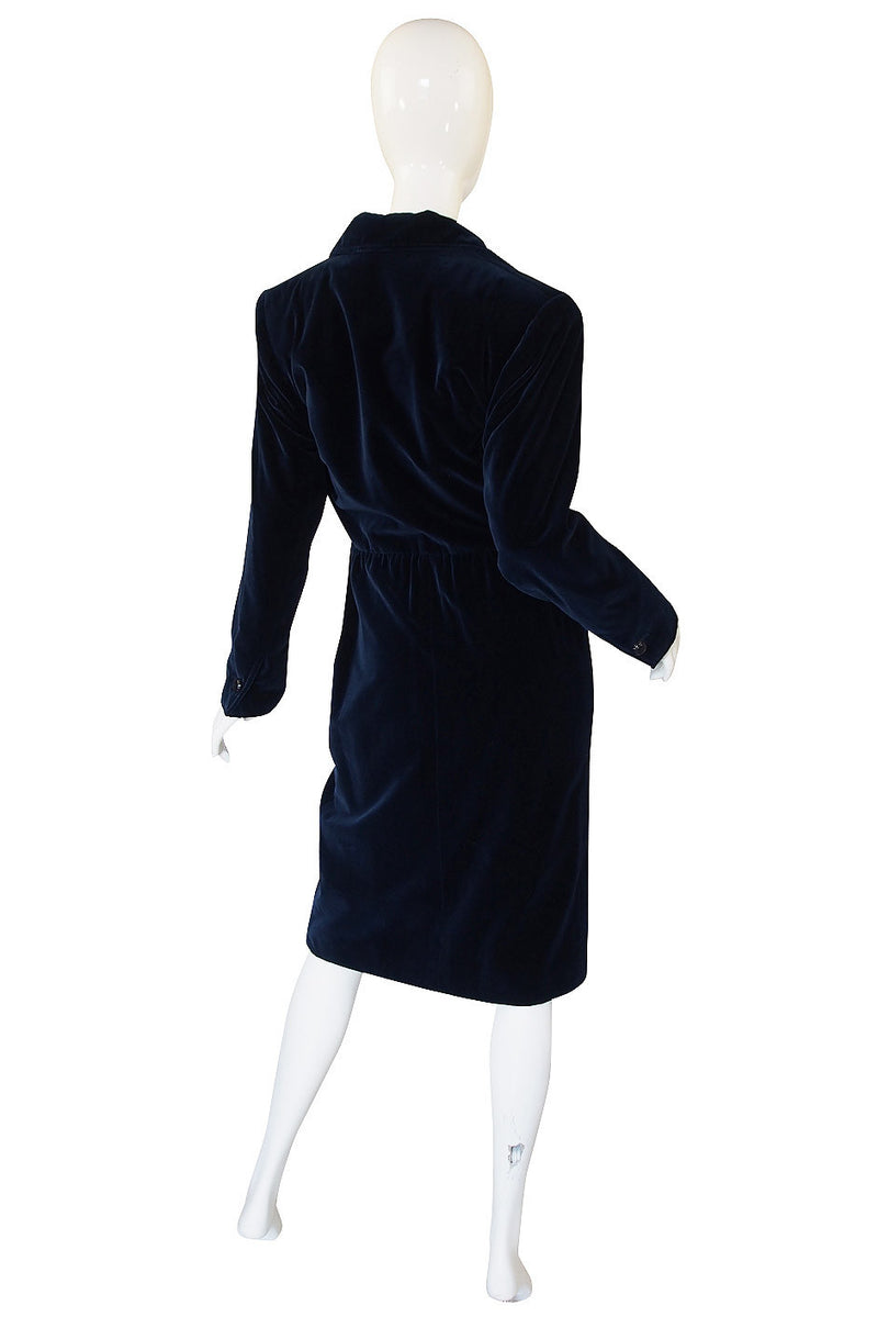 1970s Yves Saint Laurent Blue Velvet Coat