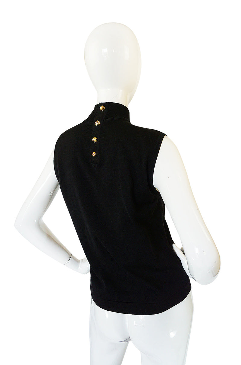 1990s Black Cashmere & Silk Knit Chanel Shell Top