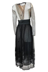 Documented Spring 1979 Bill Blass Couture Black Silk Swiss Dot Net Dress