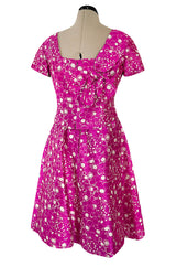 Exceptional Early 1960s Christian Dior by Marc Bohan Pink & White Silk Twill Dress Set