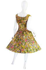 Extraordinary 1950s Yellow Silk Ceil Chapman Dress