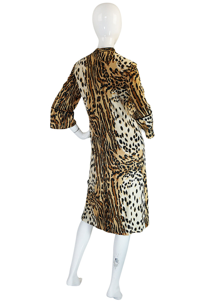1960s Leopard Print Nylon Dress With Frog Knot Detail