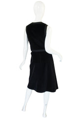 1960s Andre Courreges Black Courduroy Vest & Skirt Set