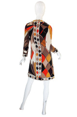 1960s Beautiful Autumn Velvet Pucci Shift Dress