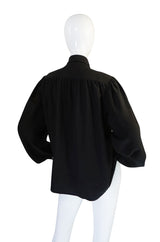 1970s Black Silk Crepe Yves Saint Laurent Tie Top