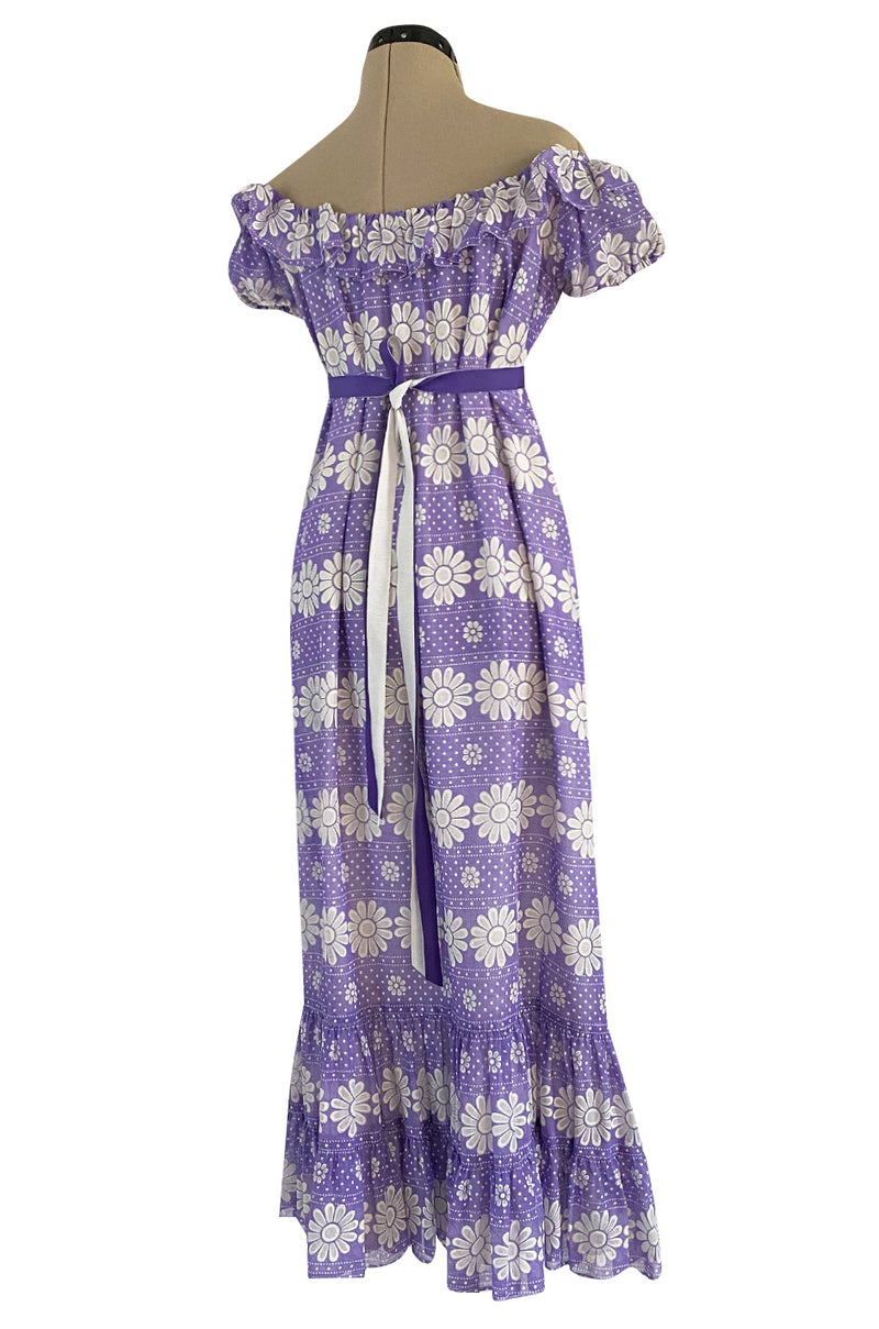 Late 1960s Anne Fogarty Soft Lavender Purple & White Floral Off Should Shrimpton Couture Late 1960s Anne Fogarty Soft Lavender Purple & White Floral Off Should Shrimpton Couture