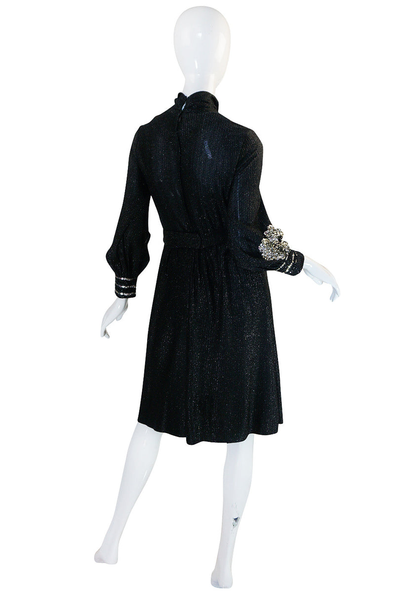 1960s Black and Silver Lurex Knit & Sequin Dress