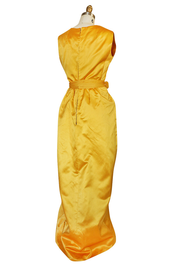 Documented 1962 Christian Dior Haute Couture Yellow Silk Dress