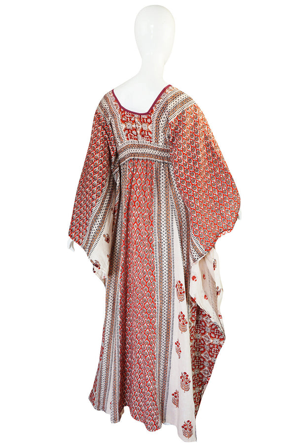 1960s Amazing & Beautiful Printed Indian Cotton Caftan