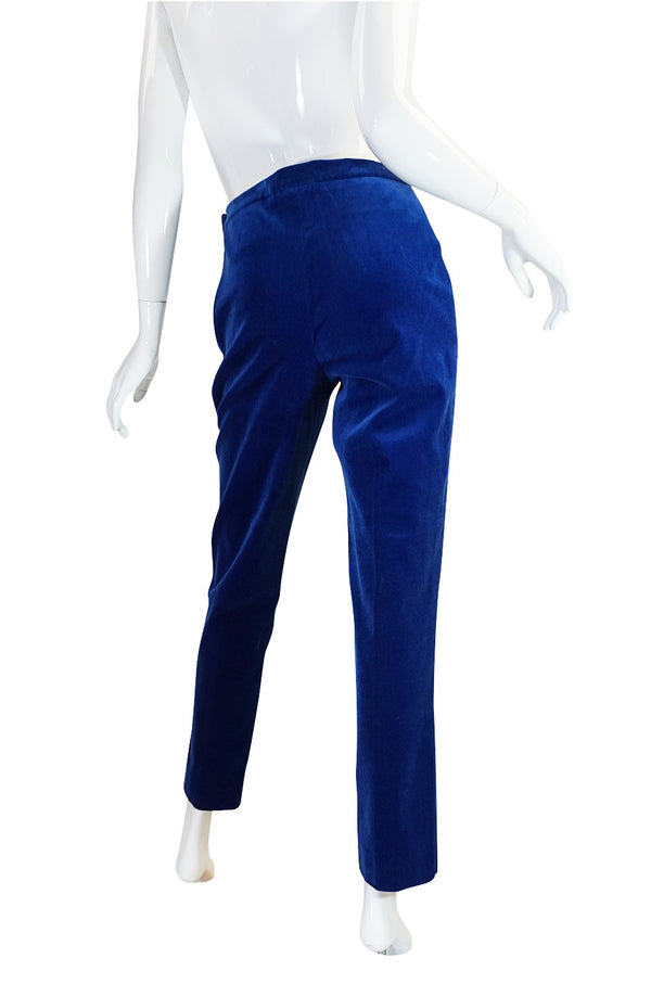 Rare 1980s Blue Velvet Chanel Cigarette Pants