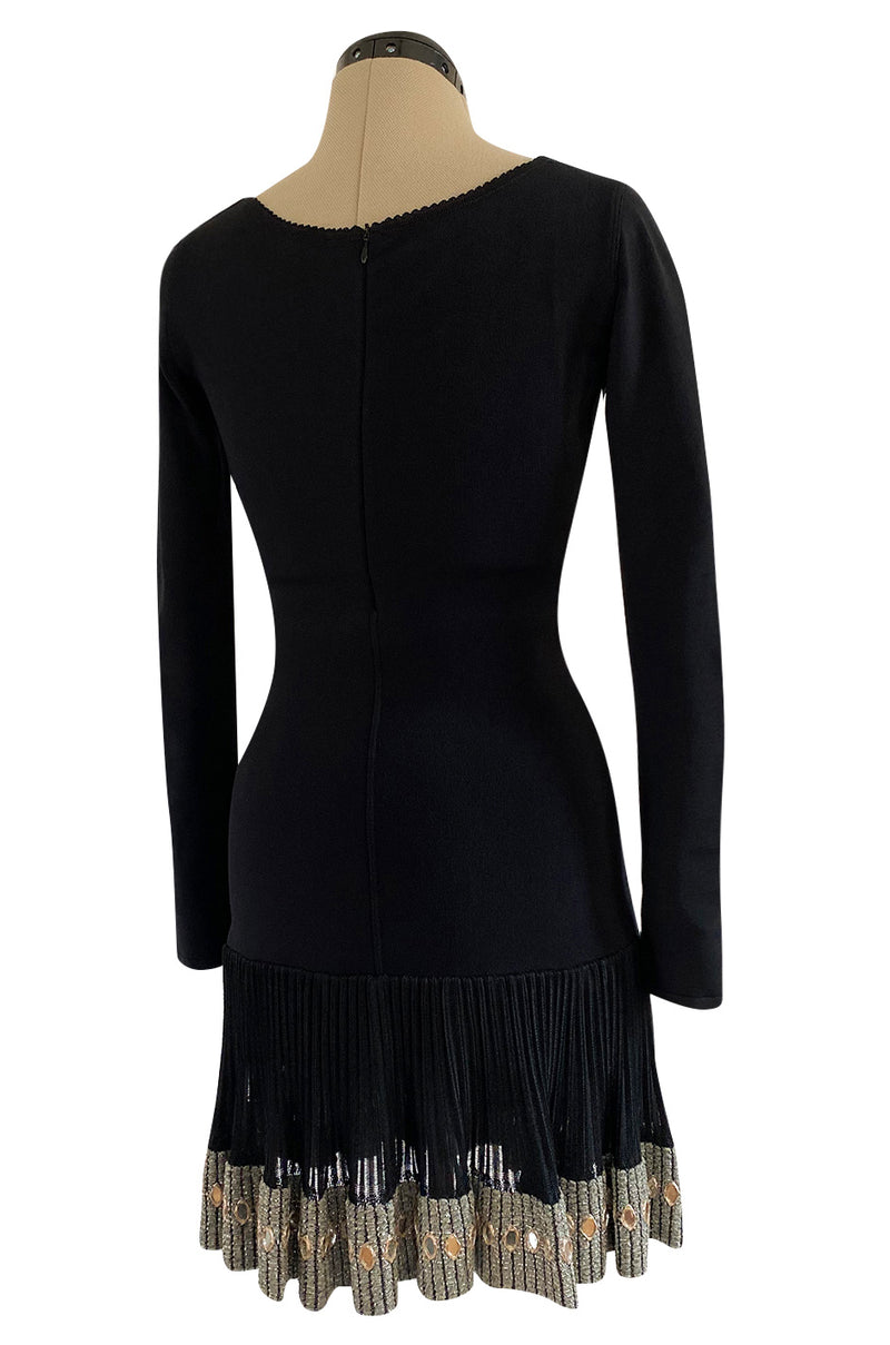Early 1990s Azzedine Alaia Black Knit Couture Dress w Beaded Hem & Han Shrimpton Couture Early 1990s Azzedine Alaia Black Knit Couture Dress w Beaded Hem & Han Shrimpton Couture