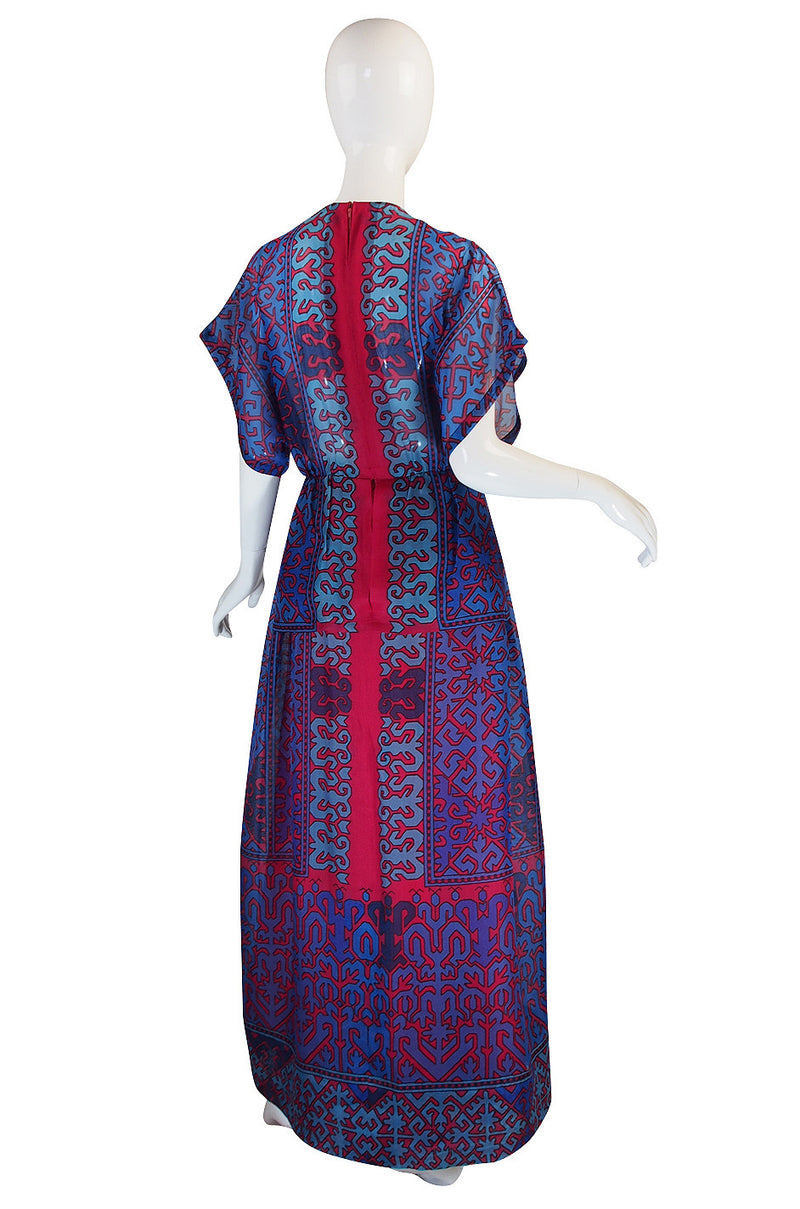 1970s Numbered Silk Gazar Lanvin Caftan Dress