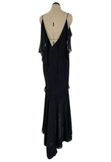 Spring 2004 Yves Saint Laurent by Tom Ford Black Silk Chiffon Dress