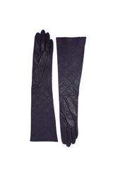 Vintage Chanel Quilted Purple Elbow Length Gloves 7.5