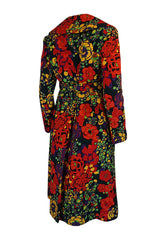 1960s Donald Brooks Fabulous Floral Print Top Stitched Coat