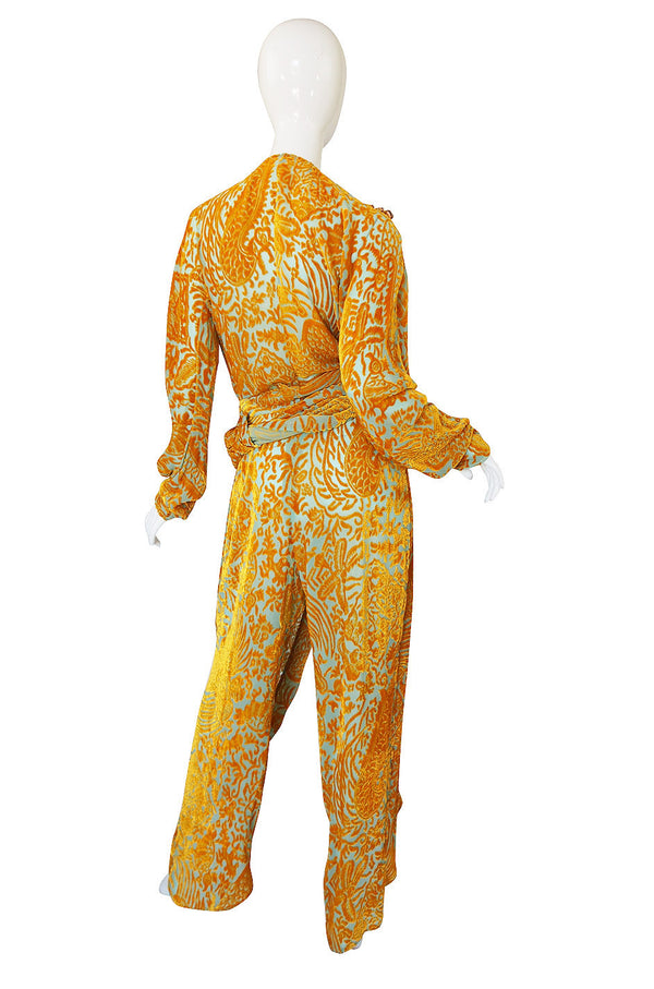 1980s Krizia Cut Silk Velvet Pant & Top Set