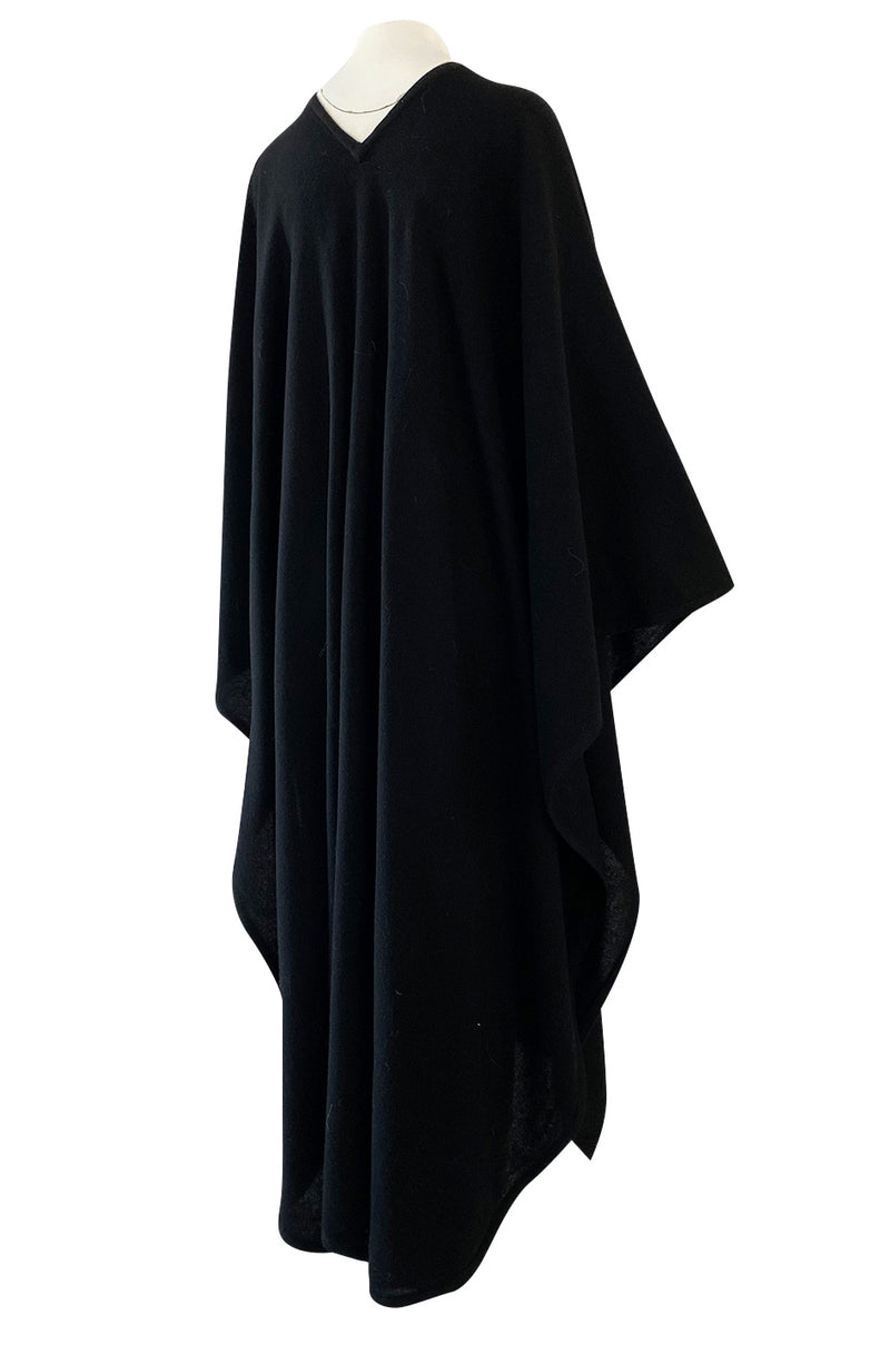 1982 Yves Saint Laurent Fine Black Wool & Braided Edge Minimalist Easy ...