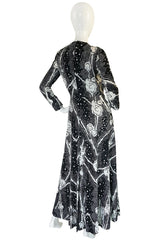1960s Donald Brooks Rhinestone Scattered Jersey Dress