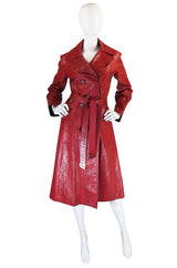 Rare 1970s Red Snakeskin & Fox Gucci Trench Coat