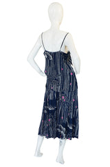 1970s Hanae Mori Slk Bamboo & Flower Print Skirt & Top