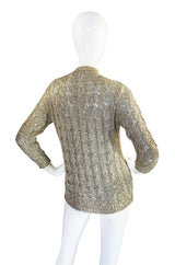 1990s Gold & Sequin Oscar De La Renta Knit Cardigan
