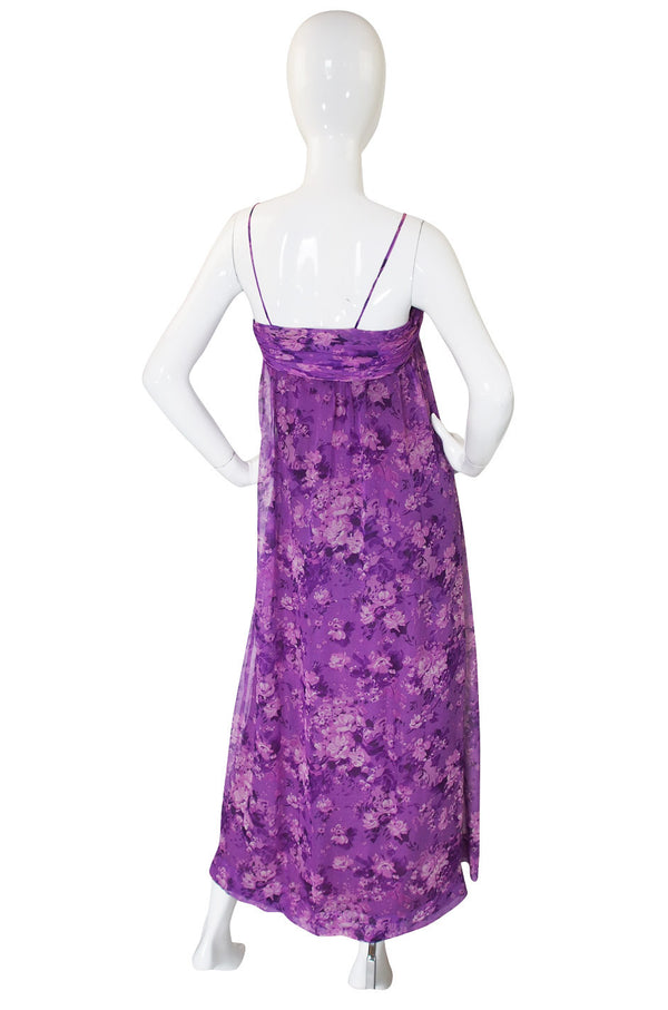 1977 Documented Givenchy Purple Silk Chiffon Gown