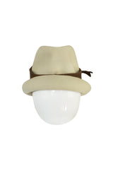 1960s Chic Taupe and Cream Christian Dior Fedora Hat