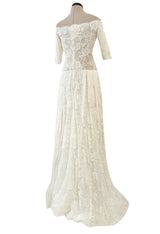 Incredible 2012 Alexander McQueen Ivory Lace Corseted Wedding Dress w High Front and Trained Back