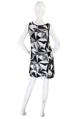 Recent Fendi Black and White Sequin Shift Dress