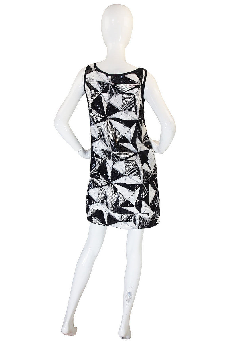 Recent Fendi Black and White Sequin Shift Dress