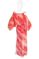 1970s Layered Silk Chiffon Travilla Maxi Dress