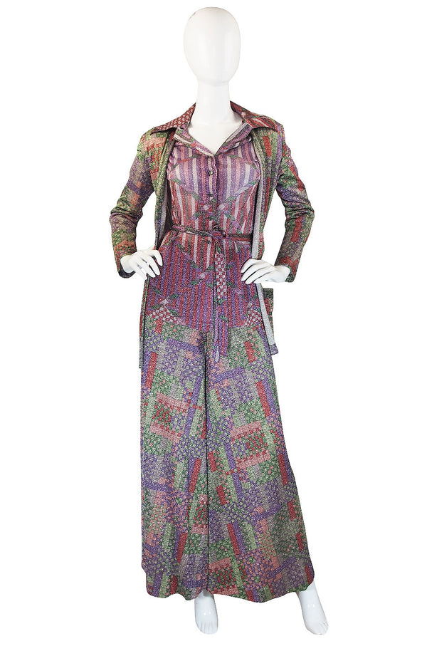 1972 Missoni Metallic Three Pieces Pantsuit Set