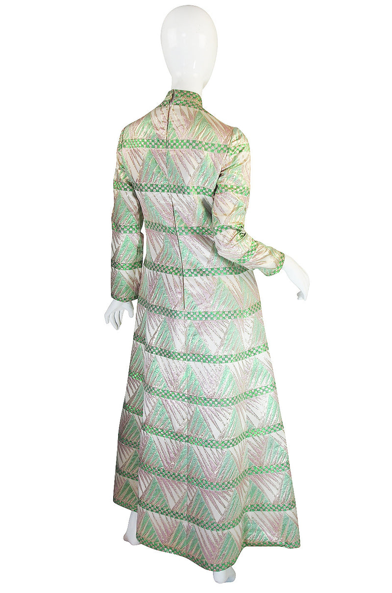 1960s Metallic Pink & Green Mollie Parnis Dress