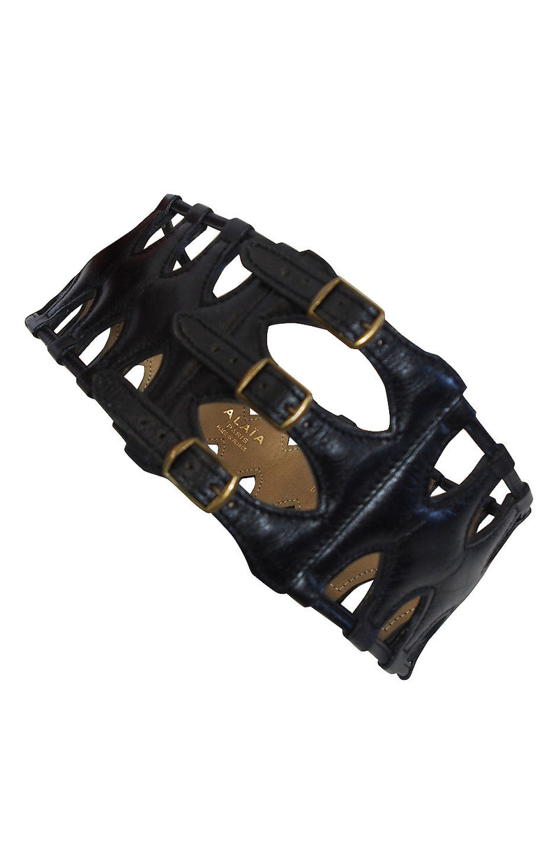 1980s Alaia Leather Cut Out Belt 65