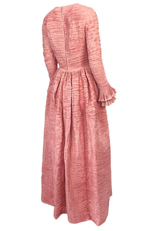 1960s Sybil Connolly Couture 'Non Chalance' Pink Pleated Linen Dress