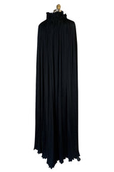 1970s Giorgio Sant'Angelo Flowing Pleated Black Cape
