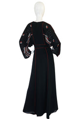 1970-74 Janice Wainwright Extensively Embroidered Caftan Dress
