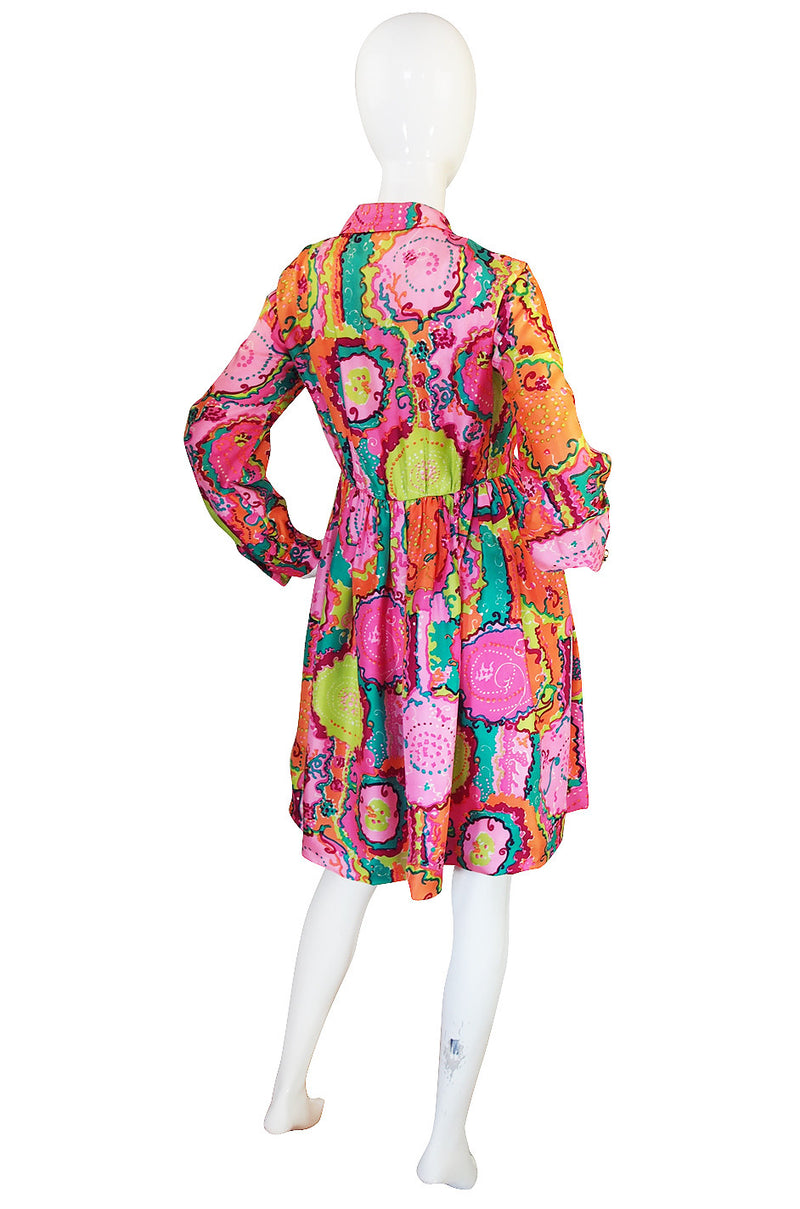 1960s Bright Pink Malcolm Starr Silk Twill Dress