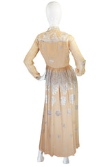 1960s Silk and Silver Thread Oscar de la Renta Dress