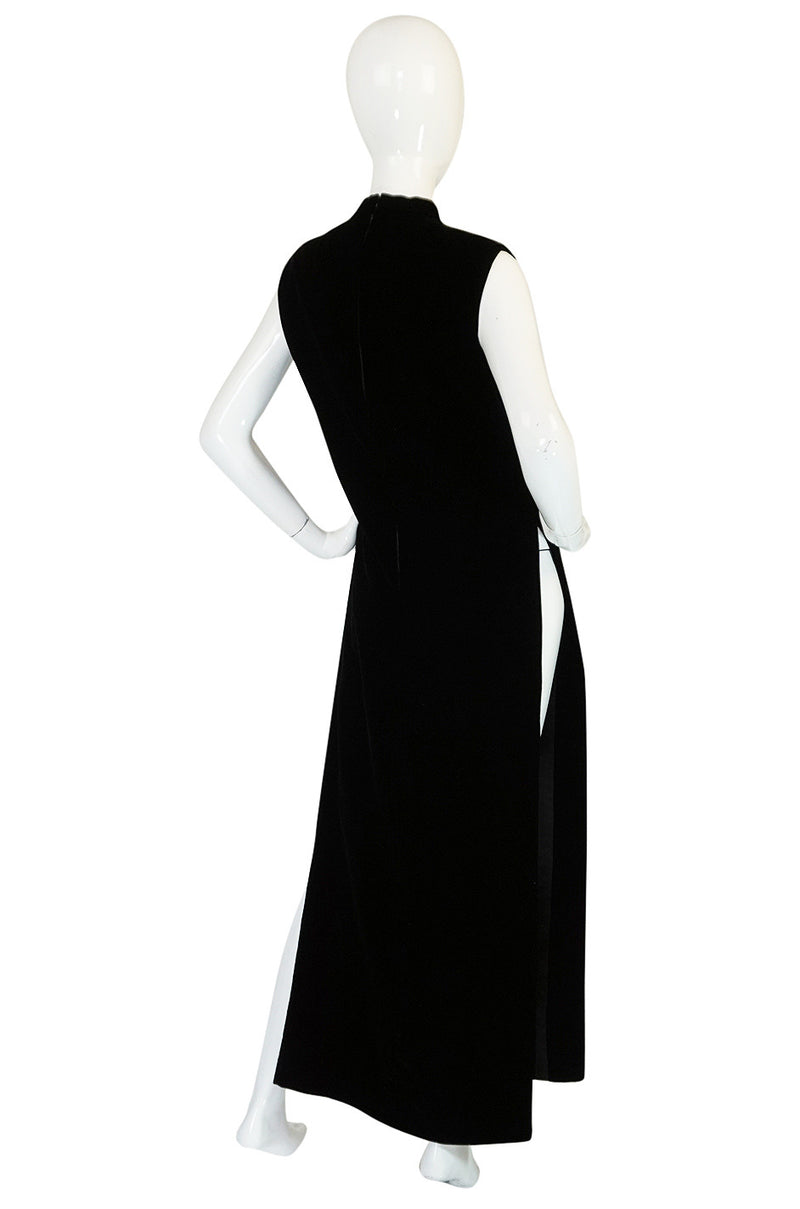 1960s Couture Pierre Cardin Black Velvet "Tabard" Dress