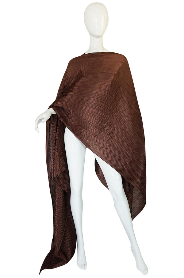 1990s Issey Miyake "Pleats Please" Copper Shawl Poncho Dress