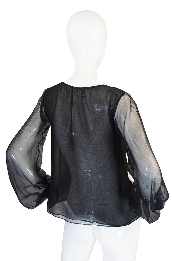 1976 Yves Saint Laurent Haute Couture Silk Chiffon Top