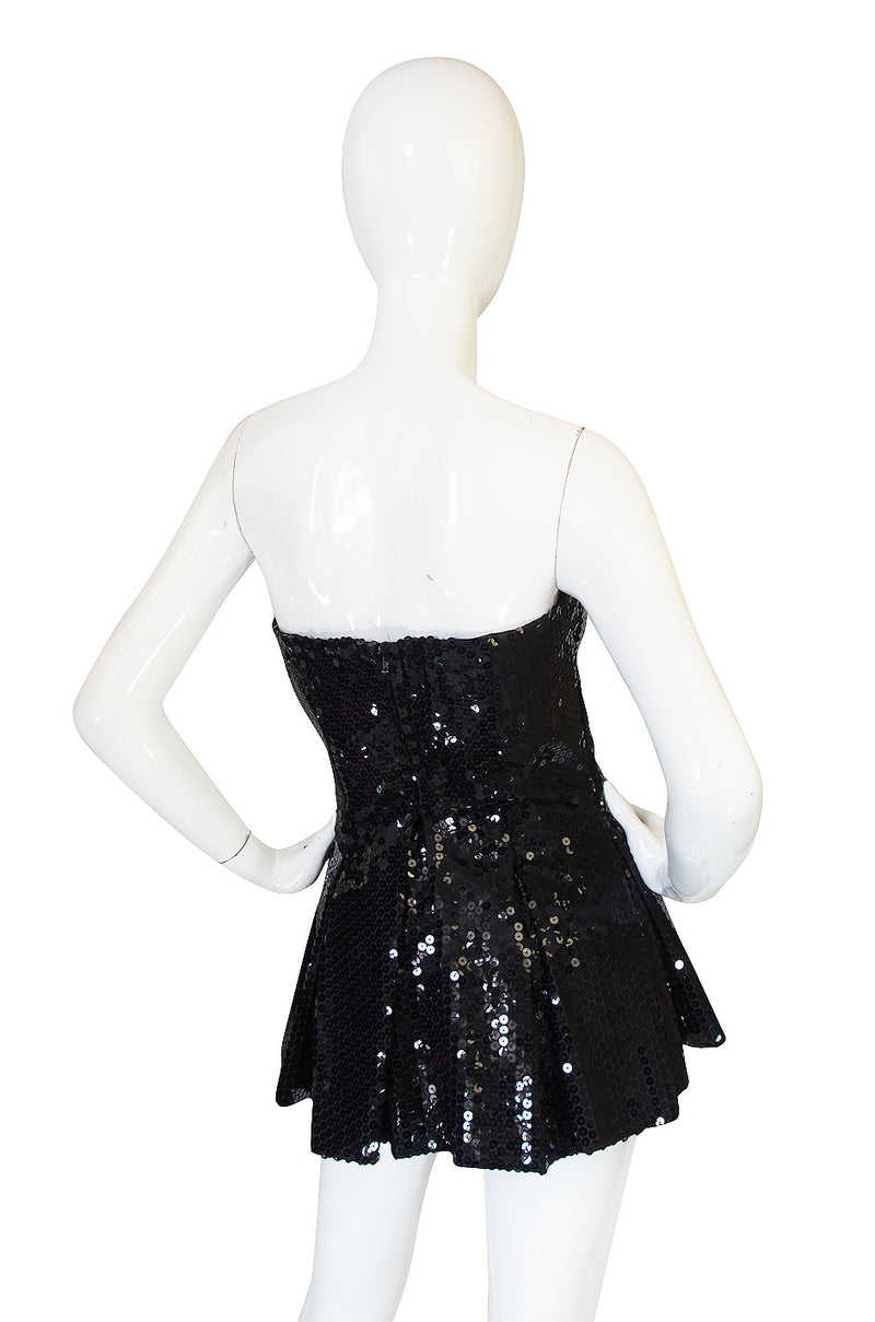 1970s Nina Ricci Couture Sequin Corset Top or Micro Mini