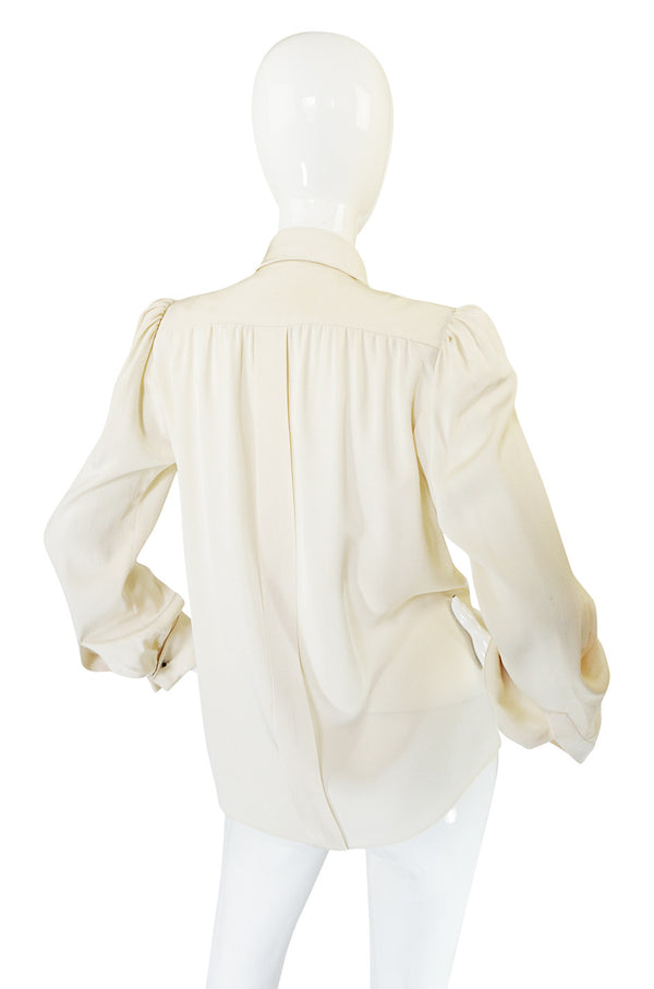 c.1979 Haute Couture Cream Silk Yves Saint Laurent Top