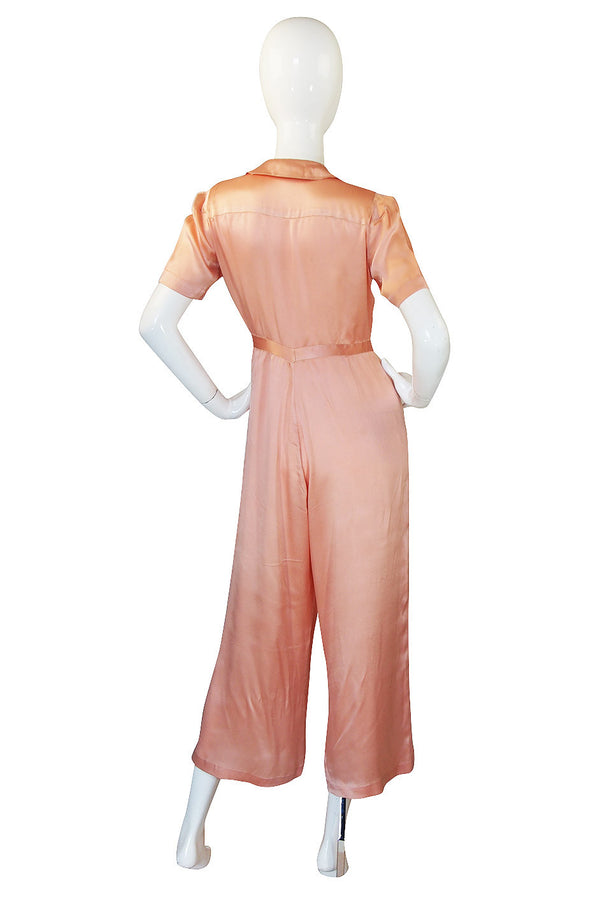 1930s Peach Pink Silk Satin Jumpsuit Or Lingerie Piece