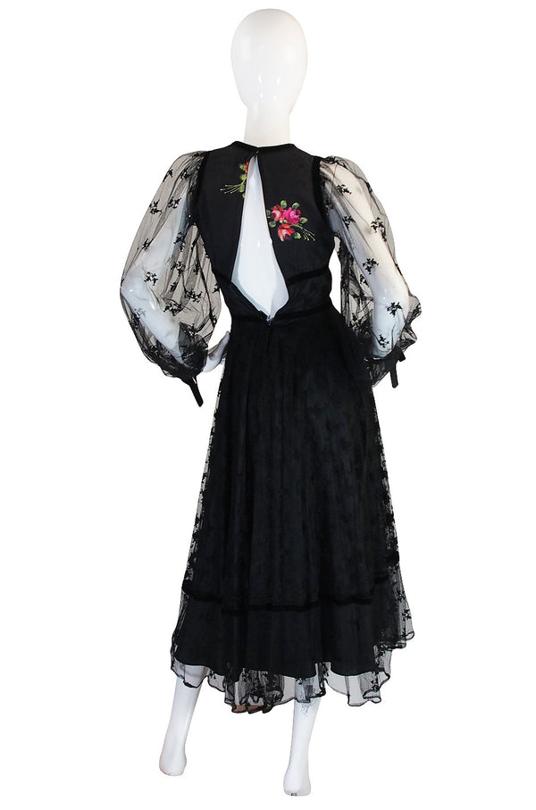 1974 Hand Painted Thea Porter Couture Corset Dress